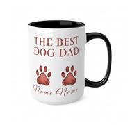 TheMugVault Personalised Dog Dad Mug - Custom Name Coffee Mug for Doggy Owners - Best Dog Dad Gift - Personalised Pet Paw Print Mug - Pet Lover Gift for Dad (Black 15oz, Mug)