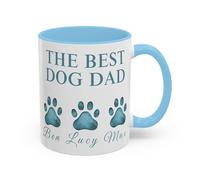 TheMugVault Personalised Dog Dad Mug - Custom Name Coffee Mug for Doggy Owners - Best Dog Dad Gift - Personalised Pet Paw Print Mug - Pet Lover Gift for Dad (Baby Blue 11oz, Mug)