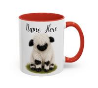 TheMugVault Personalised Valais Blacknose Sheep Mug with Name, Custom Cute Sheep Mug Gift for Her, Fluffy Sheep Coffee Cup, Animal Lover Gift for Mum, Daughter, Girlfriend, Red 11oz