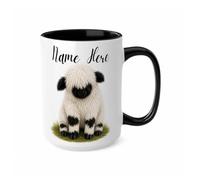 TheMugVault Personalised Valais Blacknose Sheep Mug with Name, Custom Cute Sheep Mug Gift for Her, Fluffy Sheep Coffee Cup, Animal Lover Gift for Mum, Daughter, Girlfriend, Black 15oz