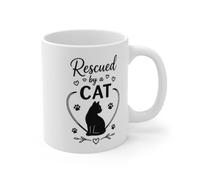 TheMugVault Rescued by a Cat Ceramic Coffee Mug, White