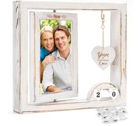 Then & Now Anniversary Picture Frame 1~99 Anniversary Wedding Engagement - Happy Anniversary Wedding Gifts For Wife - Wooden Bridal Shower Wedding Ideal Gifts for Couple - Vintage