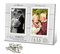 Then & Now Anniversary Picture Frame, Couple Picture Frame for 1-99 Years, 25th 50th Wedding Anniversary Couple Gift for Couple, Engagement Bridal Shower Gifts, Wedding Gift with Sentimental Quote