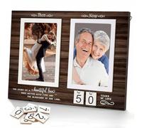 Then & Now Anniversary Picture Frame ,Holds 2 4x6 Inches Photos ,Personalized 1-99 Years 25th 40t 50th Wedding Gift Wood Photo Frames ,Picture Frame for Wall and Tabletop Display,Engagement Bridal