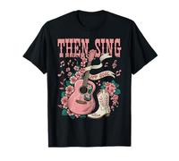 Then Sing My Soul Pink Guitar Cowgirl Boot Christian Western T-Shirt