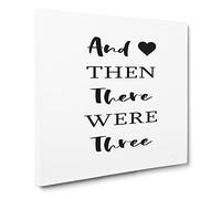 Then There Were Three Modern Typography Quote Canvas Wall Art Print Ready to Hang, Framed Picture for Living Room Bedroom Home Office Décor, 20x20 Inch (50x50 cm)