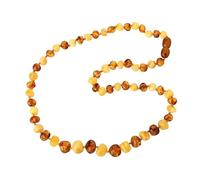 TheNaturalAmber Amber Necklace - Baltic Amber Baroque Beads 50cm, Polished Milky & Cognac, Handmade Amber Jewelry for Adults