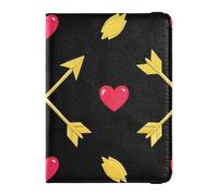 Thendy Gold Arrow Heart Pattern Red Leather decorative family passport holder Vaccine Case Protector Cover Passport Case Ultra Slim, thendy gold arrow heart pattern red, One Size