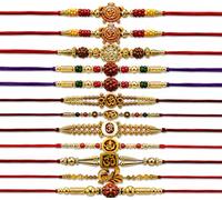 TheNext7 Handmade Rakhi for Lovely Brother, Multiple Stone/Beads Rakhi Thread, Raksha Bandhan Gift for Bhiya, Bhabhi, Sister, Assorted Color & Multi Design (Multi Design 2)