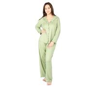 TheNightwearStore Womens Soft Bamboo Pyjamas Set 2 Piece Shirt Pyjama Extra Soft Sleepwear Button Down Loungewear (UK, Alpha, M, Regular, Regular, Pistachio)