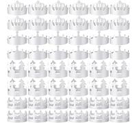 Thenshop 120 Pieces White DIY Paper Crowns Blank Birthday Crowns for Kids Adult Celebration Decoration Baby Shower Photo Props Party Crown Hat Cap for Prince Princess Queen King Activities, 4 Styles