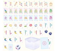 Thenshop 160 Pcs Mahjong Playing Cards Set American 3.4 x 2.2 Inch Large Print Includes Storage Box, Dice, Chips & Wind Indicator Mahjong Poker Tiles Beginners for Travel Home Table Portable