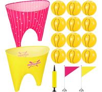 Thenshop 17 Pcs Granny Pants Yard Game Set 32 in x 40 in 2 Softball Themed Toss Game with 12 Bouncy Ball 1 Pumps 2 Flag Oversized Granny Pants Outdoor Games for Sport Party Family Gatherings Backyard