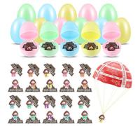 Thenshop 30 Sets Easter Egg Filler with 6 Mini Jesus PVC Figures 30 “He is Risen” Cards 30 Egg Shells for Easter Basket Stuffers Christian Church Sunday Eggs Hunt Games Holiday Decorations