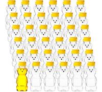 Thenshop 36 Pcs Honey Bear Bottle,Plastic Honey Squeeze Bottle,Honeybear Squeeze Jars,Cute Empty Container with Yellow Flip Lid for Syrup Sauce,Juice Storing and Dispensing, Transparent(240 Ml/ 8 oz)