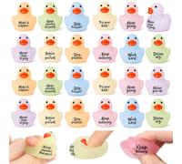 Thenshop 36 Pcs Inspirational Duck Stress Squeeze Toys with 12 Assorted Logo Design Positive Relief Desk Decor for Employee Coworker Summer Party Favors Classroom Prizes Thank You Gifts