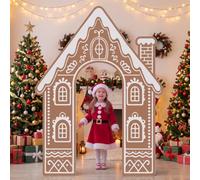 Thenshop 5.91 FT Gingerbread House Decor Christmas Cardboard Playhouse | Gingerbread House Kit, 70.9 x 53.5 in Xmas Playhouse, Village Xmas Castle, Winter Birthday Holiday Party Backdrop Props