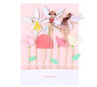 Thenshop 7 Pack Fairy Cake Toppers Fairy Cake Decorations Mushroom Tissue Pape Flowers Cupcake Toppers for Birthday Party Baby Shower Magical Wonderland Party Decorations