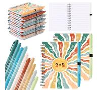 Thenshop 80 Pcs Bulk Back to School Gifts for Students from Teachers Classroom Rewards Mental Health Items Journals Positive Affirmation Notebooks & Pens for Employee Staff (Sunshine)