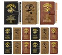 Thenshop Christian Gifts Bulk Leather Prayer Journal Church Pastor Man of God Clergy Appreciation Gift Religious Notebook with Bible Verse Pens for Men Women Sunday School Teacher(Black Brown,24 Set)
