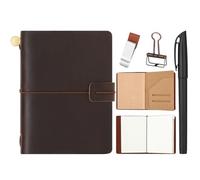 Thenshop Travelers Refillable Leather Journal Notebook Travel Diary Handmade Passport Travelers Journal for Men and Women with 3 Notebook Inserts, Pen Holder, Binder Clip(Brown,5.3x 4.1 Inch)
