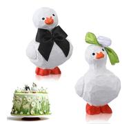 Thenshop Wedding Bride and Groom Cake Topper Funny Wood Duck Cake Topper Rustic Vintage Animal Theme Wedding for Engagement Party Couple Statue Desk Decoration Anniversary