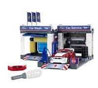 Theo Klein 3313 Service station with 2019 Ford Mustang I Garage and car can be dismantled I With lifting platform and car wash I Toys for children aged 3 and over