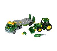 Theo Klein 3908 Transporter with John Deere tractor I screw set including screwdriver I dimensions: 36 cm x 10.50 cm x 17 cm I Toys for children aged 3 and over