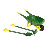 Theo Klein 3952 John Deere wheelbarrow set I Robust garden tool set for children I Incl. shovel and rake I Toy for children from 3 years