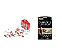 Theo Klein 4350 Doctor's Case with Mobile Phone I Robust case with Stethoscope, Syringe and much more Toy for Children Aged 3 Years and Up+Duracell NEW Optimum AAA Alkaline Batteries [Pack of 4]