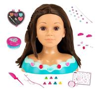 Theo Klein 5201 make-up and hairdressing head Mia I Incl. Cosmetic heart and hair accessories I Washable and combable hair I Dimensions: 23.5 cm x 13 cm x 27 cm I Toys for children aged 3 and over