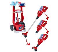 Theo Klein 6720 Vileda broom trolley with upright vacuum cleaner I Incl. Accessories such as mop, bucket, brush and dustpan I Dimensions: 29 cm x 24 cm x 60 cm I Toys for children aged 3 and over