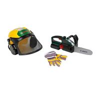 Theo Klein 8197 Bosch Lumberjack Set | With chainsaw, forestry helmet & gloves | Realistic sawing sound and flashing light | Officially licensed product | Toy for children aged 3 and up