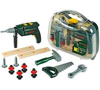 Theo Klein 8416 Bosch Tool Case, Large I 16-Part Tool Kit I Including Battery-Powered Drill with Light and Sound I Dimensions: 32 cm x 8 cm x 29 cm I Toy for Children Aged 3 Years and up