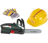 Theo Klein 8456 Bosch Worker Set I Robust chainsaw with light and sound I Incl Helmet and Work Gloves for Role - Playing Games I Toys for Children Aged 3 and over