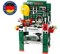 Theo Klein 8485 Bosch Workbench No. 1 I 150 Parts I Includes Cordless Screwdriver, Construction Set, Sander and Much More | Battery-Powered Cordless Screwdriver with Light and Realistic Sounds