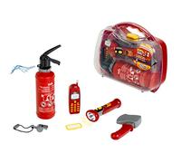 Theo Klein 8984 7-Piece Fire Brigade suitcase I Fire extinguisher including spray function, crowbar, torch and much more. I Dimensions: 27 cm x 23 cm x 9.5 cm I Toys for children aged 3 and over