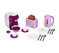 Theo Klein 9597 Bosch Breakfast Set I Pink kitchen accessory set incl. toaster, coffee maker and kettle I With crockery, cutlery and dummy fried egg I Toys for children aged 3 and over