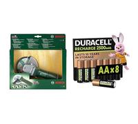 Theo Klein Bosch Angle Grinder, Lights/Sound, 3+ Years, & Duracell AA Rechargeable 8 Pack, 2500mAh