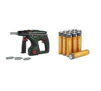 Theo Klein Bosch Drill, dual rotation, 3+ years, & Amazon Basics AAA Alkaline 12 pack, 10yr shelf