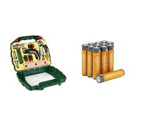 Theo Klein Bosch Ixolino Case, LED screwdriver, 3+ years, & Amazon Basics AAA Alkaline 12 pack, 10yr shelf