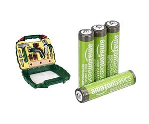 Theo Klein Bosch Ixolino Case, LED screwdriver, 3+ years, & Amazon Basics AAA Rechargeable 4 pack, 850mAh