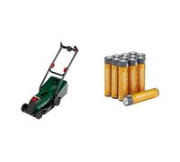 Theo Klein Bosch Rotak Mower, lights/sound, 3+ years, & Amazon Basics AAA Alkaline 12 pack, 10yr shelf