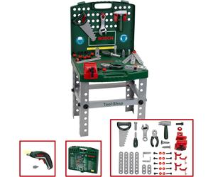 Theo Klein Childrens Toy Workbench/ Tool Shop - folding workbench with toys