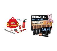 Theo Klein Fire Fighter Henry Backpack, LED torch, 3+ years, & Duracell Optimum AA 8 pack, Power Boost