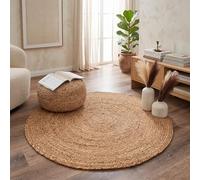 Theo Round Rug, 100% Natural Jute, Artistic Hand Woven Circular Round Rugs for Kitchen, Living Room, Bedroom, Bathroom, Farmhouse - 180cm Round, 180cm x 180cm