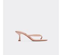 Theo Thong Strap Low Heeled Mule In Nude Patent, Women's Size UK 8