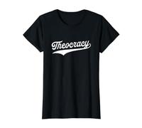 Theocracy - Retro University Aesthetic Sports Value Graphic T-Shirt, Women, Black, XL