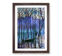 Theodore Earl Butler in His Canoe Framed Print | A2 Walnut Framed Wall Art | Ready to Hang | Modern Nature Picture | Living Room Bedroom Lounge Office