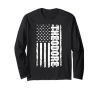 Theodore Personal Name American Flag Retro Men Women Funny Long Sleeve T-Shirt